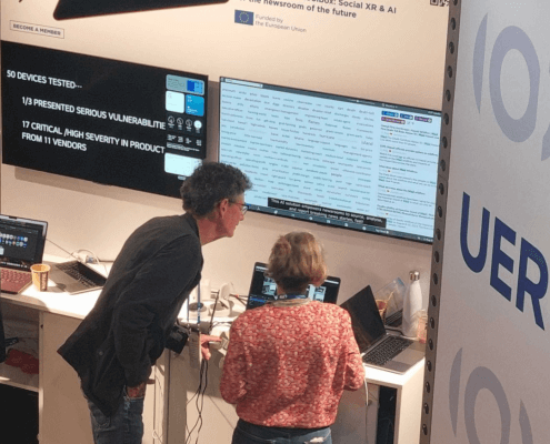 The TRANSMIXR toolkit in action at IBC in Amsterdam, showing webLyzard's TRANSMIXR dashboard